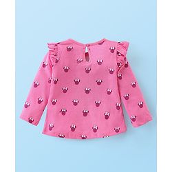 Babyhug Disney Single Jersey Frill Sleeves Top with Minnie Mouse Print Pack of 3 - Green Pink & White