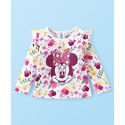 Babyhug Disney Single Jersey Frill Sleeves Top with Minnie Mouse Print Pack of 3 - Green Pink & White