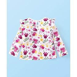 Babyhug Disney Single Jersey Frill Sleeves Top with Minnie Mouse Print Pack of 3 - Green Pink & White