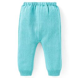 Babyhug Knitted Full Sleeves Front Open Sweater Set With Heart Design - Aqua Blue
