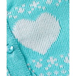 Babyhug Knitted Full Sleeves Front Open Sweater Set With Heart Design - Aqua Blue