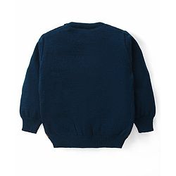 Babyhug Knitted Full Sleeves Sweater Set with Argyle Design - Navy Blue