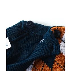 Babyhug Knitted Full Sleeves Sweater Set with Argyle Design - Navy Blue