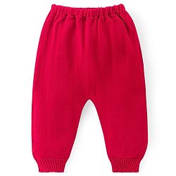 Babyhug Knitted Full Sleeves Pullover Sweater & Pant Set With Aztec Design - Red