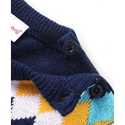 Babyhug Knitted Full Sleeves Pullover Sweater with Chevron Design - Navy Blue