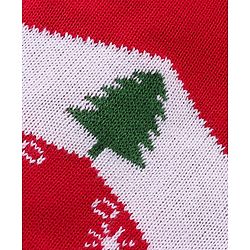 Babyhug Knitted Full Sleeves Pullover Sweater with Stripes & Snow Flakes Design - Red