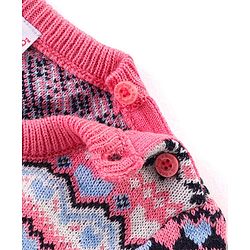 Babyhug Knitted Full Sleeves Pullover Sweater with Aztec Design - Pink
