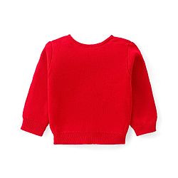 Babyhug Knitted Full Sleeves Front Open Solid Colour Sweater - Red