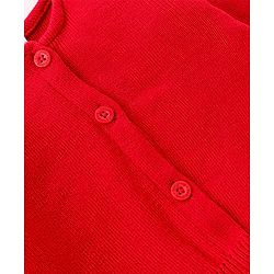 Babyhug Knitted Full Sleeves Front Open Solid Colour Sweater - Red