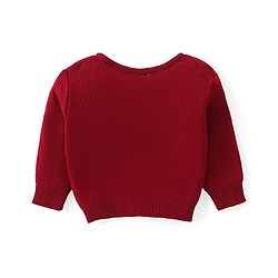 Babyhug Knitted Full Sleeves Front Open Solid Colour Sweater - Maroon