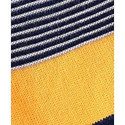 Babyhug Knitted Full Sleeves Colour Block Sweater Set with Striped Design  - Navy Blue Grey & Yellow