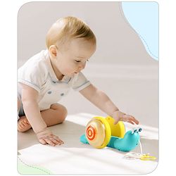 Babyhug Premium Battery Operated Snail Pull Along Toy With Music & Lights - Sky Blue
