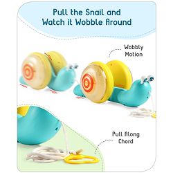 Babyhug Premium Battery Operated Snail Pull Along Toy With Music & Lights - Sky Blue
