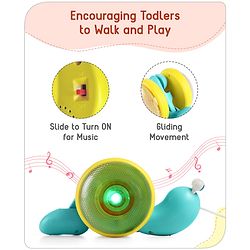 Babyhug Premium Battery Operated Snail Pull Along Toy With Music & Lights - Sky Blue