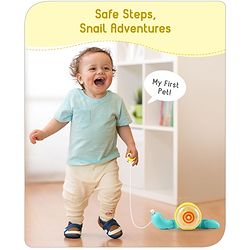 Babyhug Premium Battery Operated Snail Pull Along Toy With Music & Lights - Sky Blue