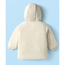 Babyhug Woven Full Sleeves Solid Color Hooded Padded Jacket - Cream