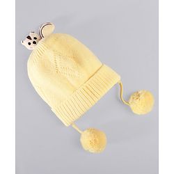 Babyhug Woollen Knitted Caps with Applique & Pom Pom - Orange