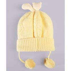 Babyhug Woollen Knitted Caps with Applique & Pom Pom - Orange