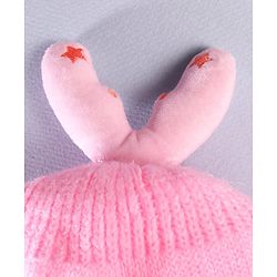 Babyhug Woollen Knitted Caps with Applique & Pom Pom - Orange