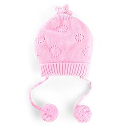 Babyhug Wollen Caps with Pom Pom- Pink
