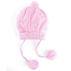 Babyhug Wollen Caps with Pom Pom- Pink