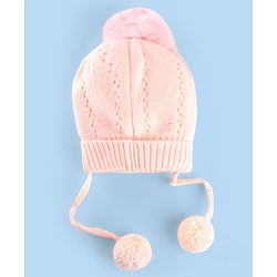 Babyhug Wollen Caps with Pom Pom- Pink