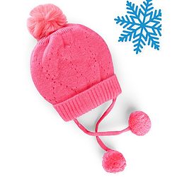 Babyhug Wollen Caps with Pom Pom- Pink