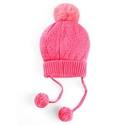 Babyhug Wollen Caps with Pom Pom- Pink