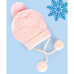 Babyhug Wollen Caps with Pom Pom- Pink