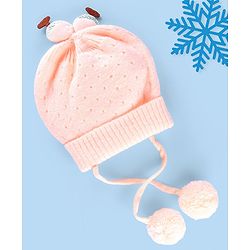 Babyhug Wollen Caps with Pom Pom- Pink