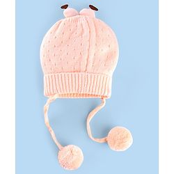 Babyhug Wollen Caps with Pom Pom- Pink