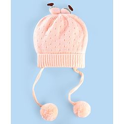 Babyhug Wollen Caps with Pom Pom- Pink