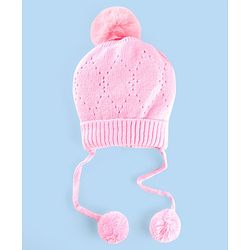 Babyhug Wollen Caps with Pom Pom- Pink