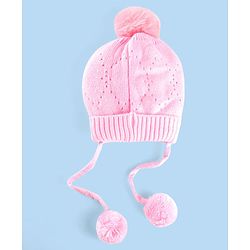 Babyhug Wollen Caps with Pom Pom- Pink