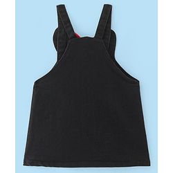 Babyhug Disney Single Jersey Knit Half Sleeves T-Shirt & Denim Frock Set with Minnie Mouse Graphic - White & Black