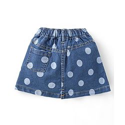 Babyhug Disney Single Jersey Knit Frill Sleeves Top & Denim Skirt Set With Minnie Mouse & Friends Graphics - Yellow