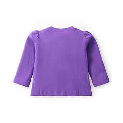 Babyhug Cotton Knit Full Sleeves Night Suit with Star & Text Print - Violet