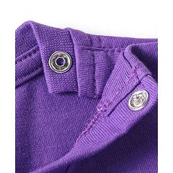 Babyhug Cotton Knit Full Sleeves Night Suit with Star & Text Print - Violet