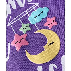 Babyhug Cotton Knit Full Sleeves Night Suit with Star & Text Print - Violet