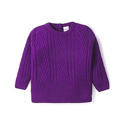 Babyhug Knitted Full Sleeves Solid Colour Pullover Sweater With Cable Knit Design - Purple
