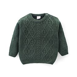 Babyhug Knitted Full Sleeves Pullover Sweater with Cable Knit Design - Olive Green