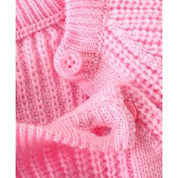 Babyhug Knit Full Sleeves Pullover Sweater with Bow Applique - Light Pink