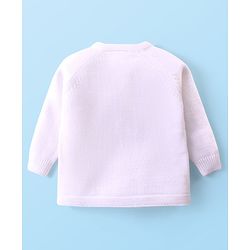 Babyhug Knit Full Sleeves Winter Wear T-Shirt & Dungaree Set with Pom Pom & Cable Knit Detailing - Pink & White