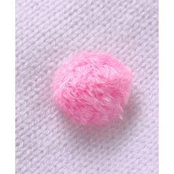 Babyhug Knit Full Sleeves Winter Wear T-Shirt & Dungaree Set with Pom Pom & Cable Knit Detailing - Pink & White