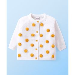Babyhug Knitted Full Raglan Sleeves T-Shirt with Cable Knit Designed Dungaree - Mustard & White