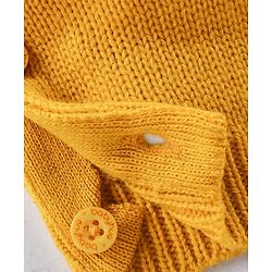 Babyhug Knitted Full Raglan Sleeves T-Shirt with Cable Knit Designed Dungaree - Mustard & White