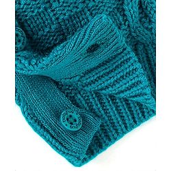 Babyhug Knit Full Raglan Sleeves  Winter Wear Romper with Cable Knit Design - Teal Blue