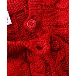 Babyhug Knitted Ful Sleeves Cable Knit Designed Winter Romper - Rust
