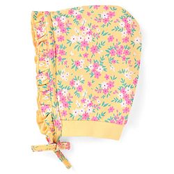 Babyhug 100% Cotton Knit Floral & Fox Printed Caps with Knit Pack of 2  - Navy Blue & Yellow