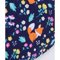 Babyhug 100% Cotton Knit Floral & Fox Printed Caps with Knit Pack of 2  - Navy Blue & Yellow